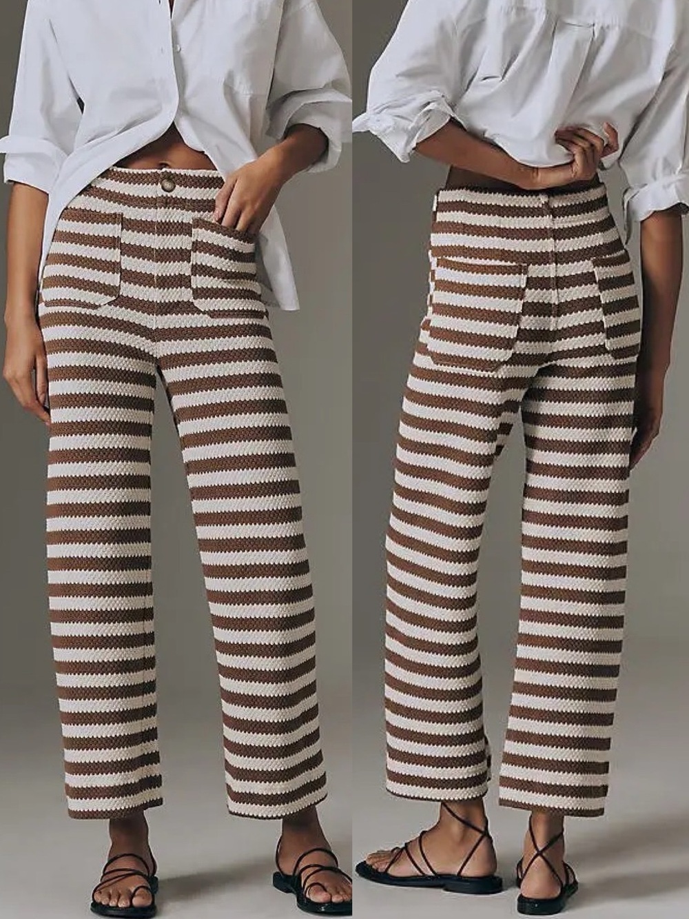 NWT Anthropologie Maeve The Colette Knit High Rise Wide Leg Cropped Pants Stripe